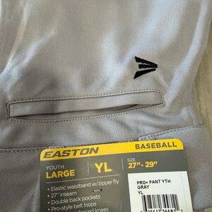 Easton Youth Baseball Pants - Light Gray